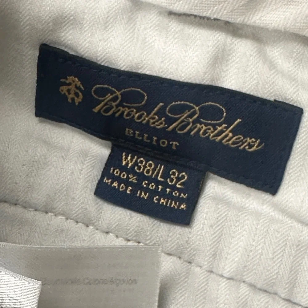 Brooks Brothers Corduroy Pants Mens 38x32 Elliot‎ Tan Beige Pleated Hemmed FLAW